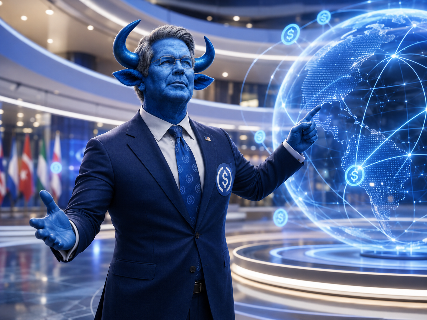 Bull addressing the global stage